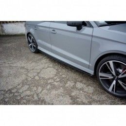 Maxton Side Skirts Diffusers Audi RS3 8V FL Sedan Gloss Black, A3/S3/RS3 8V