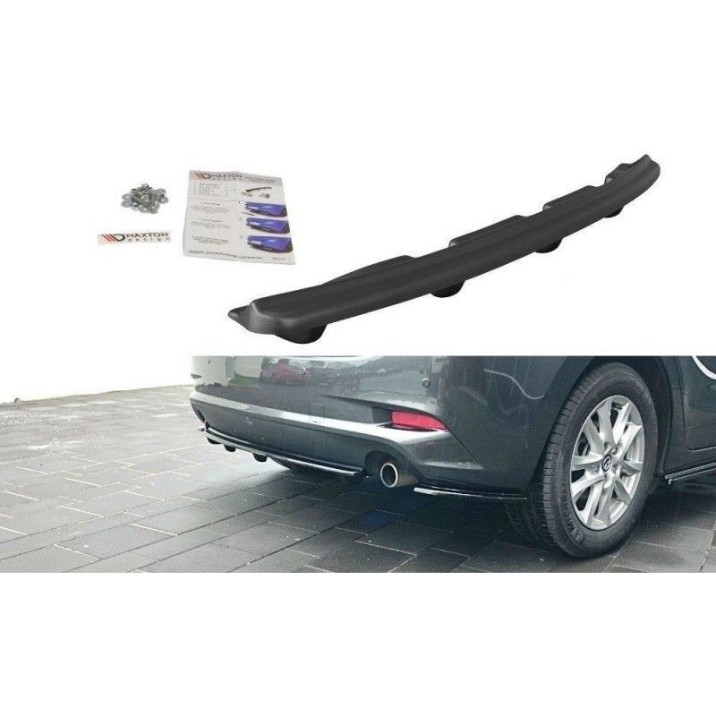 Maxton CENTRAL REAR SPLITTER Mazda 3 BN (Mk3) Facelift (with vertical bars) Gloss Black, Mazda 3 Maxton CENTRAL REAR SPLITTER Mazda 3 BN (Mk3) Facelift (with vertical bars) Gloss Black, Mazda 3