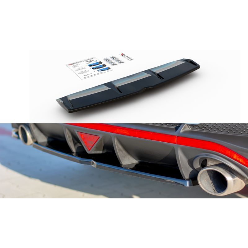 Maxton Central Rear Splitter Hyundai I30 N Mk3 Fastback Gloss Black, Hyundai Maxton Central Rear Splitter Hyundai I30 N Mk3 Fastback Gloss Black, Hyundai