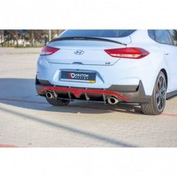 Maxton Central Rear Splitter (with vertical bars) Hyundai I30 N Mk3 Fastback Gloss Black, Hyundai