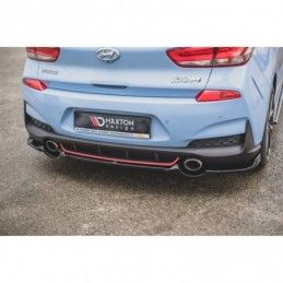 Maxton Central Rear Splitter (with vertical bars) Hyundai I30 N Mk3 Hatchback Gloss Black, Hyundai