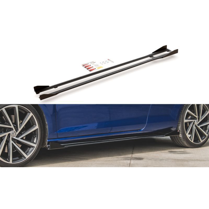 Maxton Racing Durability Side Skirts Diffusers + Flaps VW Golf 7 R / R-Line Facelift Black-Red + Gloss Flaps, Golf 7 Maxton Racing Durability Side Skirts Diffusers + Flaps VW Golf 7 R / R-Line Facelift Black-Red + Gloss Flaps, Golf 7