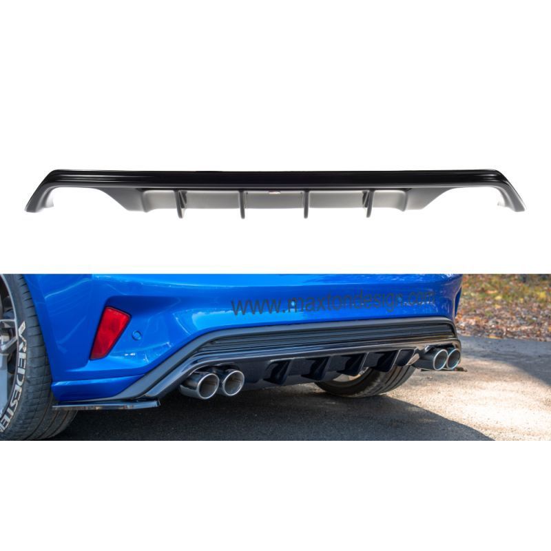 Maxton Rear Valance with Exhaust Ford Focus MK4 St-line Gloss Black \ Poutre de torsion, FORD Maxton Rear Valance with Exhaust Ford Focus MK4 St-line Gloss Black \ Poutre de torsion, FORD