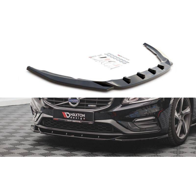 Maxton Front Splitter V.2 Volvo S60 R-Design Mk2 Gloss Black, BOUTIQUE TUNING Maxton Front Splitter V.2 Volvo S60 R-Design Mk2 Gloss Black, BOUTIQUE TUNING