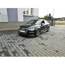 Maxton Lame Du Pare-Chocs Avant V.2 Audi S3 / A3 S-Line 8V FL Sedan Gloss Black, AU-S3-3F-FD2G Tuning.fr