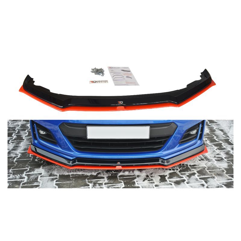 LAME AVANT MAXTON / SPLITTER V.5 SUBARU BRZ FACELIFT Noir Brillant + Rouge