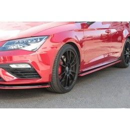 Maxton RAJOUTS DES BAS DE CAISSE POUR v.1 Seat Leon Mk3 Cupra/ FR Facelift Gloss Black + Red, SE-LE-3F-CU-SD2G+SD3RED Tuning.fr