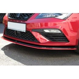 Maxton Lame Du Pare-Chocs Avant V.3 Seat Leon Cupra / FR Mk3 FL Gloss Black, SE-LE-3F-CU-FD1G+FD3RED Tuning.fr