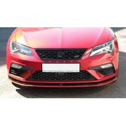 Maxton Lame Du Pare-Chocs Avant V.3 Seat Leon Cupra / FR Mk3 FL Gloss Black, SE-LE-3F-CU-FD1G+FD3RED Tuning.fr