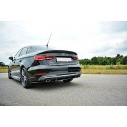 Maxton Central Arriere Splitter Audi S3 8V FL Hatchback / Sportback / Limousine Gloss Black, AU-S3-3F-S-RD1G Tuning.fr