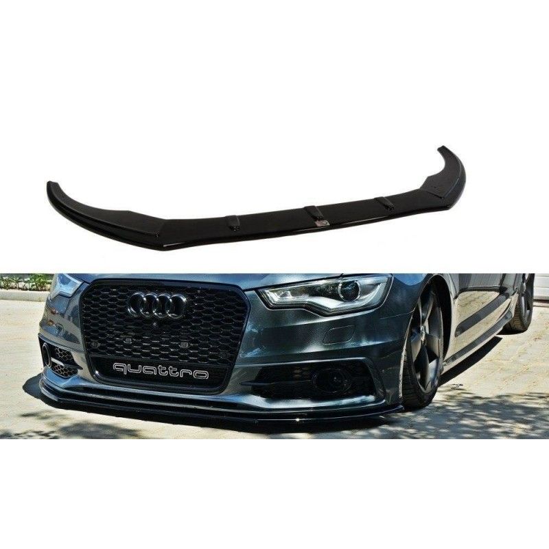 Maxton Lame Du Pare-Chocs Avant V.1 Audi S6 / A6 S-Line C7 Gloss Black, AU-A6-C7-SLINE-FD1G Tuning.fr