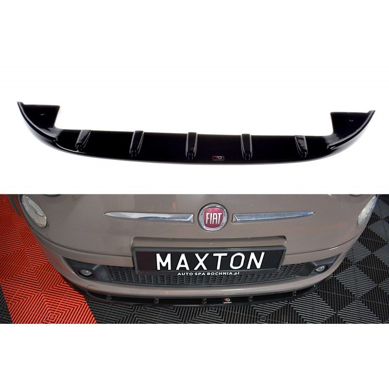 Maxton LAME DU PARE-CHOCS AVANT V.1 FIAT 500 HATCHBACK AVANT FACELIFT Gloss Black, FI-500-FD1G Tuning.fr