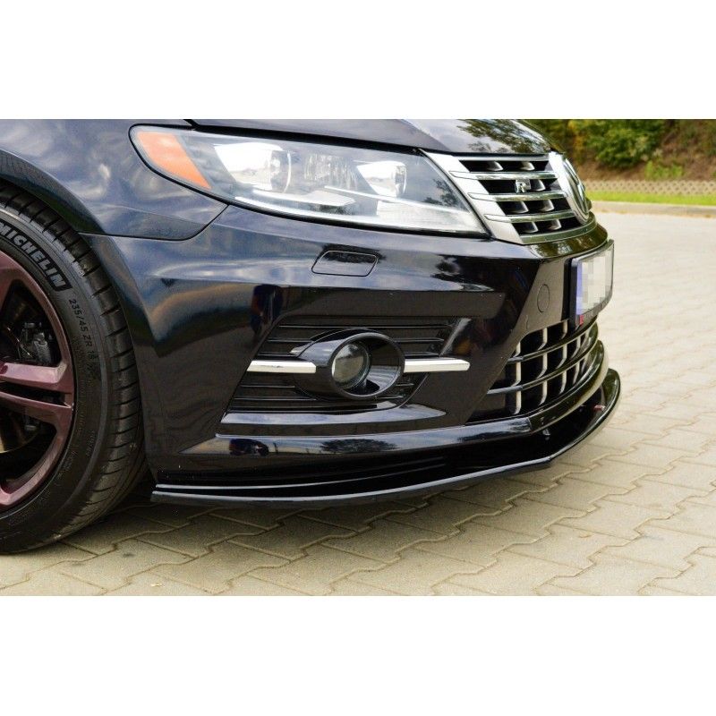 Maxton LAME DU PARE-CHOCS AVANT / SPLITTER VOLKSWAGEN CC R-LINE Gloss Black, VW-CC-1F-RLINE-FD1G Tuning.fr