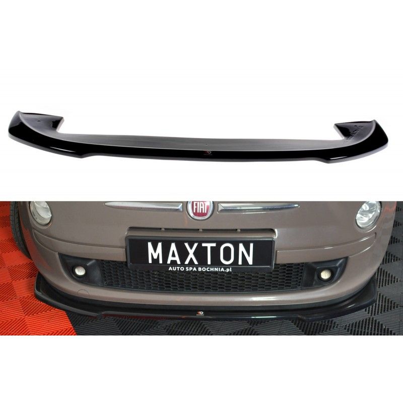 Maxton LAME DU PARE-CHOCS AVANT V.2 FIAT 500 HATCHBACK AVANT FACELIFT Gloss Black, FI-500-FD2G Tuning.fr