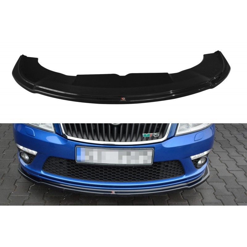 Maxton Lame Du Pare-Chocs Avant V.2 Skoda Octavia RS Mk2 FL Gloss Black, SK-OC-2F-RS-FD2G Tuning.fr