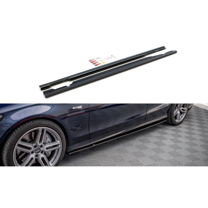 SET DES DIFFUSEUR DES BAS DE CAISSE MERCEDES- BENZ C43 AMG W205 Noir Brillant