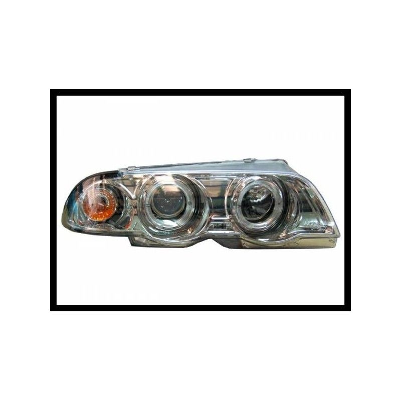 Set De Phares Avant Angel Eyes BMW E46 1998-2001 4-Porte Chromé, Bmw Set De Phares Avant Angel Eyes BMW E46 1998-2001 4-Porte Chromé, Bmw