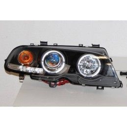 Set De Phares Avant Angel Eyes BMW E46 1999-2002 2-Porte Noir Modèle II, Bmw