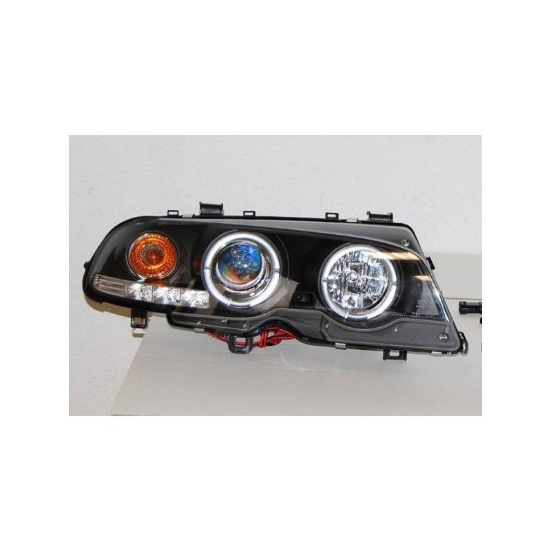 Set De Phares Avant Angel Eyes BMW E46 1999-2002 2-Porte Noir Modèle II, Bmw Set De Phares Avant Angel Eyes BMW E46 1999-2002 2-Porte Noir Modèle II, Bmw