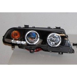 Set De Phares Avant Angel Eyes BMW E46 1999-2002 2-Porte Noir Modèle II, Bmw