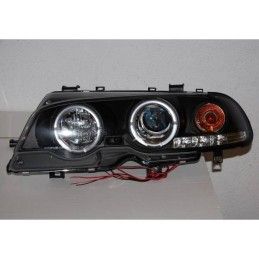 Set De Phares Avant Angel Eyes BMW E46 1999-2002 2-Porte Noir Modèle II, Bmw