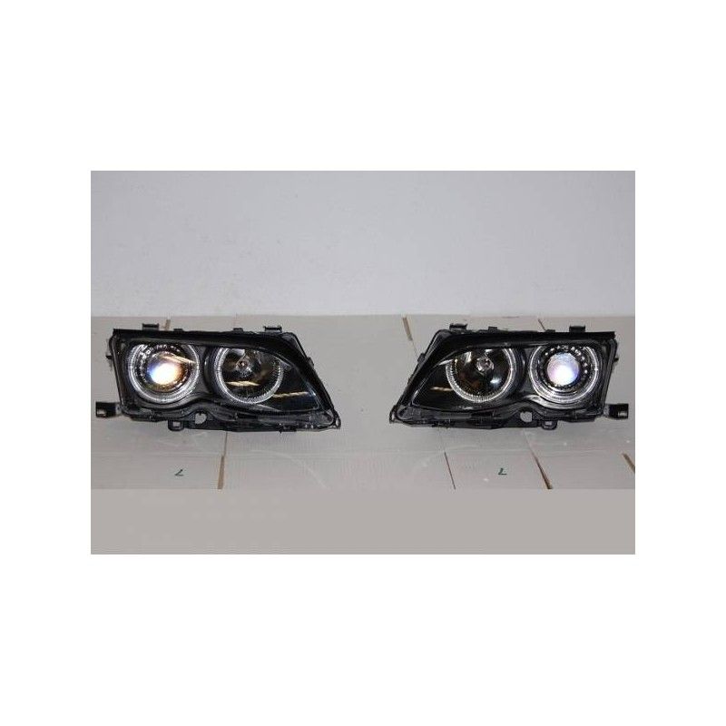 Set De Phares Avant Angel Eyes BMW E46 2002-2005 4-Porte Noir, Bmw Set De Phares Avant Angel Eyes BMW E46 2002-2005 4-Porte Noir, Bmw