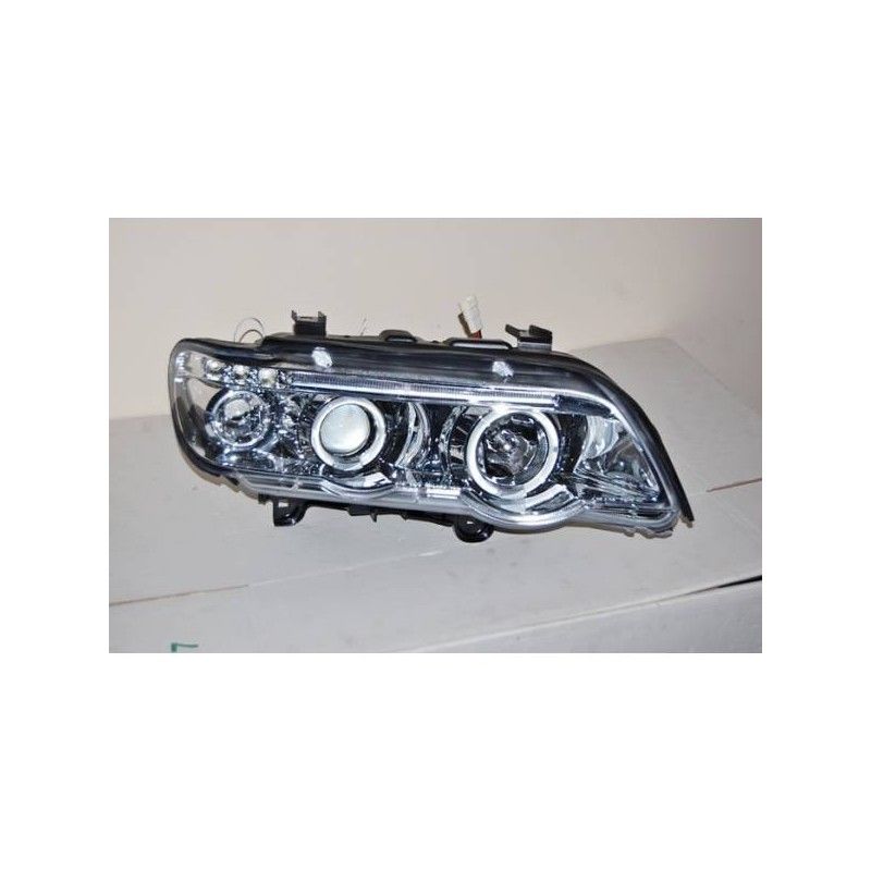Set De Phares Avant Angel Eyes BMW X5 2001 Chromé, Bmw Set De Phares Avant Angel Eyes BMW X5 2001 Chromé, Bmw