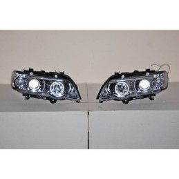 Set De Phares Avant Angel Eyes BMW X5 2001 Chromé, Bmw