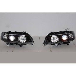Set De Phares Avant Angel Eyes BMW X5 2001 Noir, Bmw