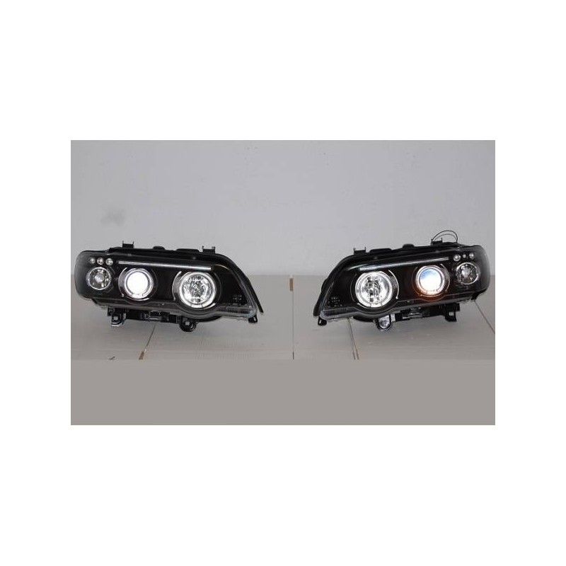 Set De Phares Avant Angel Eyes BMW X5 2001 Noir, Bmw Set De Phares Avant Angel Eyes BMW X5 2001 Noir, Bmw