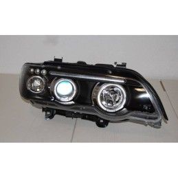 Set De Phares Avant Angel Eyes BMW X5 2001 Noir, Bmw