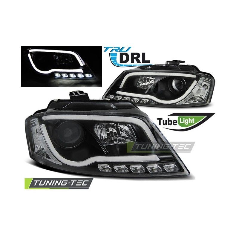 HEADLIGHTS TUBE LIGHT DRL BLACK fits AUDI A3 8P 08-12, A3 8P 03-08