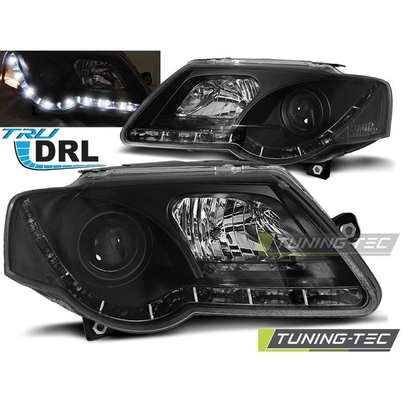 HEADLIGHTS TRUE DRL BLACK fits VW PASSAT B6 3C 03.05-10, Passat B6 05-10 HEADLIGHTS TRUE DRL BLACK fits VW PASSAT B6 3C 03.05-10, Passat B6 05-10