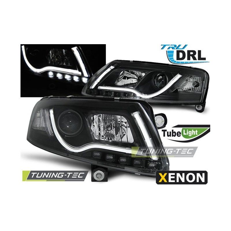 XENON HEADLIGHTS TUBE LIGHT DRL BLACK fits AUDI A6 C6 04-08, A6 4F C6 04-10