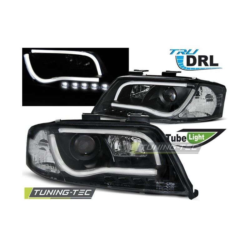 HEADLIGHTS TUBE LIGHT DRL BLACK fits AUDI A6 06.01-05.04, A6 4B C5 97-04
