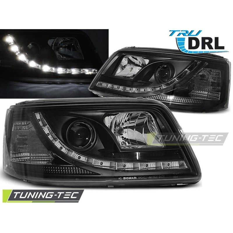 HEADLIGHTS TRUE DRL BLACK fits VW T5 04.03-08.09, T5