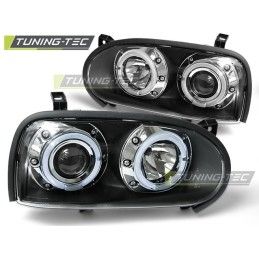HEADLIGHTS ANGEL EYES BLACK fits VW GOLF 3 09.91-08.97, Golf 3