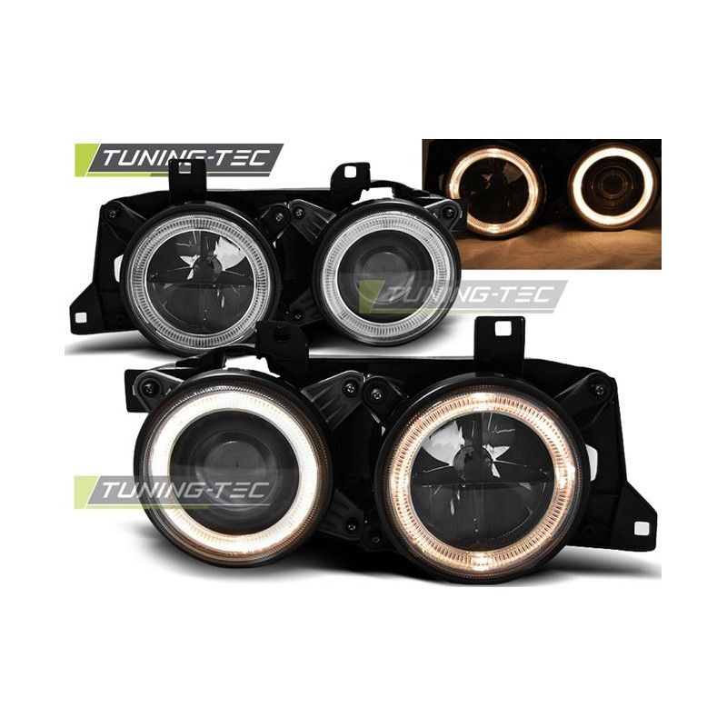 HEADLIGHTS ANGEL EYES BLACK fits BMW E32/E34, Serie 5 E34