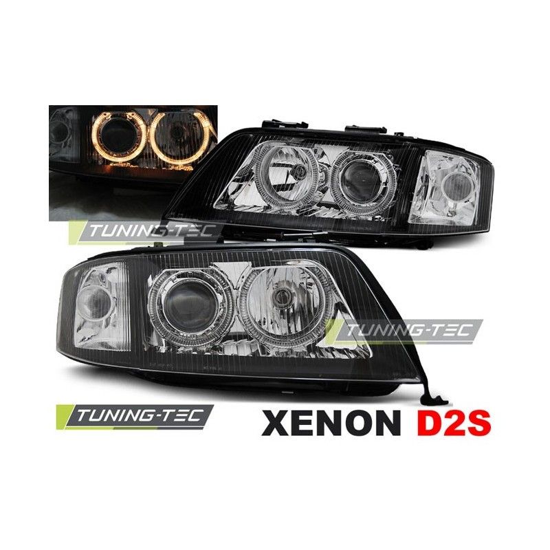 XENON HEADLIGHTS ANGEL EYES BLACK fits AUDI A6 10.99-06.01, A6 4B C5 97-04