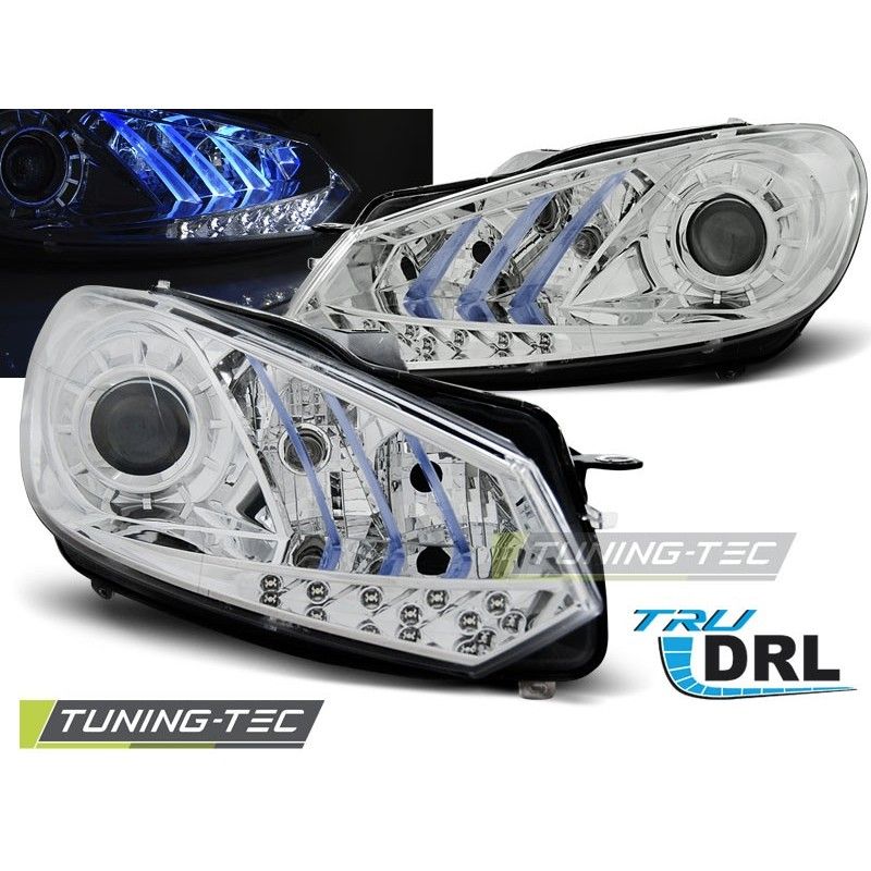 HEADLIGHTS TRUE DRL CHROME BLUE LIGHT fits VW GOLF 6 10.08- 12, golf 6