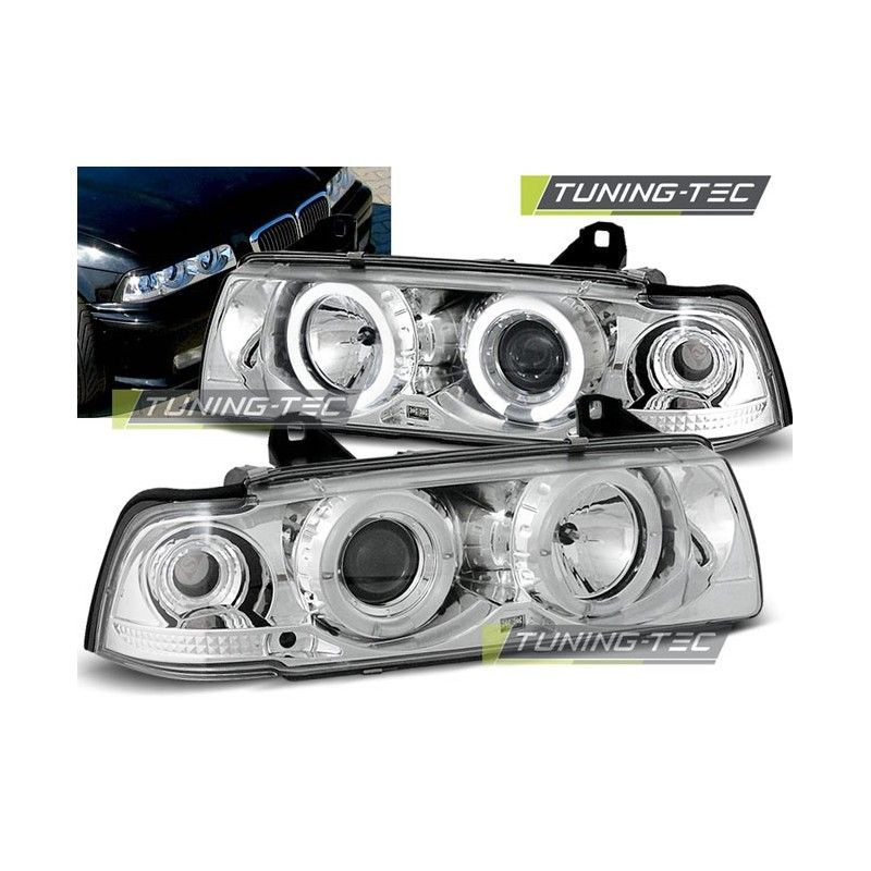 HEADLIGHTS ANGEL EYES CHROME fits BMW E36 12.90-08.99 C/C, Bmw HEADLIGHTS ANGEL EYES CHROME fits BMW E36 12.90-08.99 C/C, Bmw