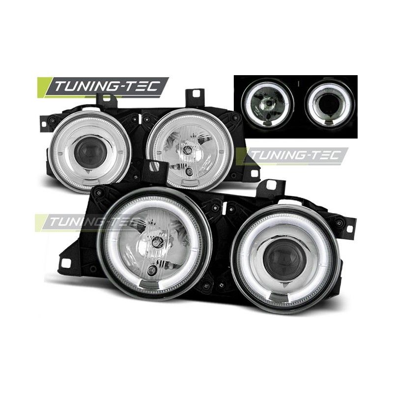 HEADLIGHTS ANGEL EYES CHROME fits BMW E32/E3, Serie 5 E34