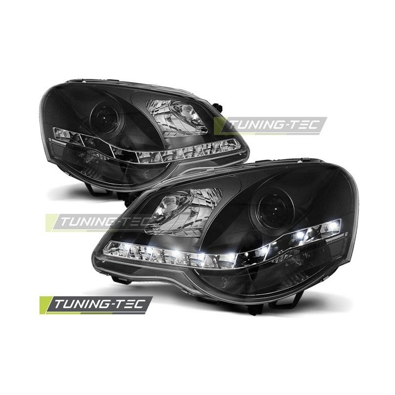 HEADLIGHTS DAYLIGHT BLACK fits VW POLO 9N3 04.05-09, Polo IV 9N/9N3 01-09