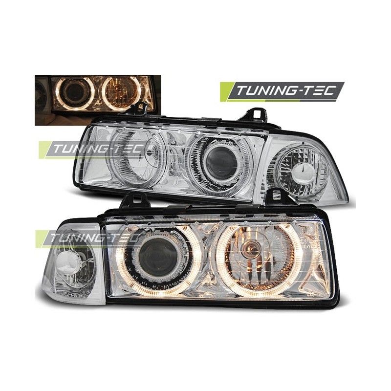 HEADLIGHTS ANGEL EYES CHROME fits BMW E36 12.90-08.99, Bmw HEADLIGHTS ANGEL EYES CHROME fits BMW E36 12.90-08.99, Bmw