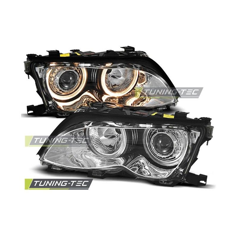 HEADLIGHTS ANGEL EYES CHROME fits BMW E46 09.01-03.05 S/T, Bmw HEADLIGHTS ANGEL EYES CHROME fits BMW E46 09.01-03.05 S/T, Bmw
