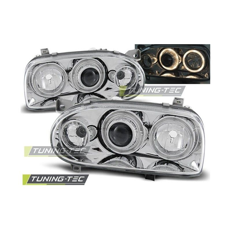 HEADLIGHTS ANGEL EYES CHROME fits VW GOLF 3 09.91-08.97, Golf 3