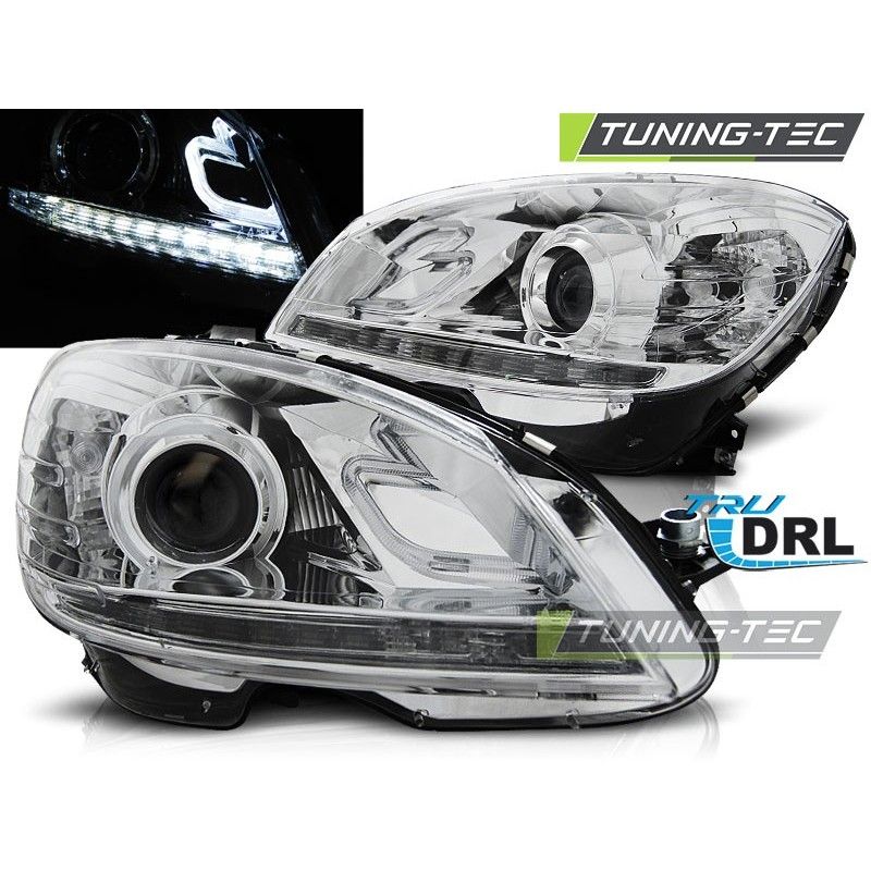 HEADLIGHTS TRUE DRL CHROME fits MERCEDES W204 07-10, Classe C W204 HEADLIGHTS TRUE DRL CHROME fits MERCEDES W204 07-10, Classe C W204