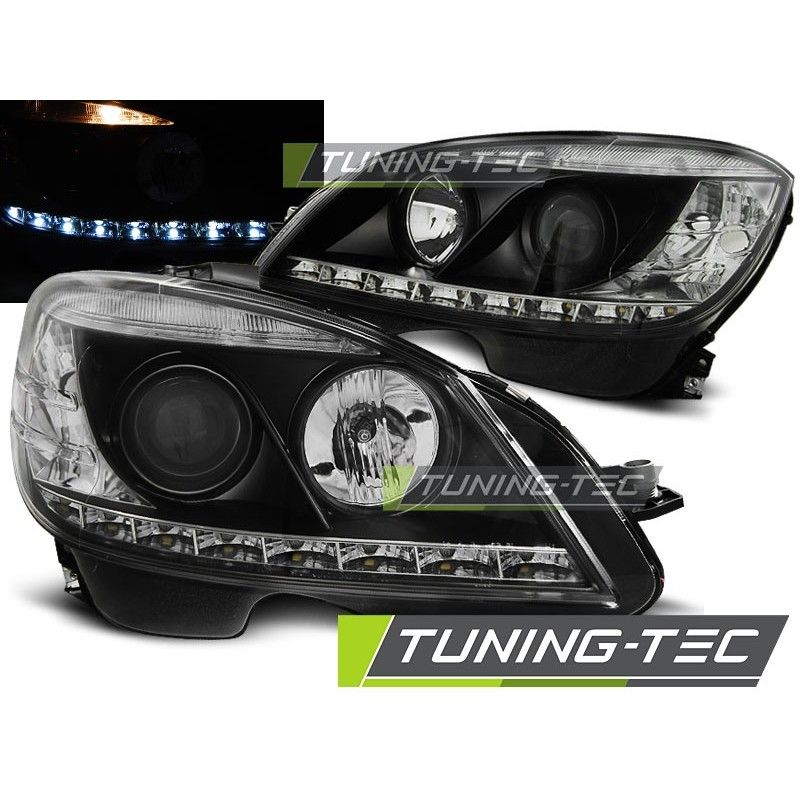 HEADLIGHTS DAYLIGHT BLACK fits MERCEDES W204 07-10, Classe C W204 HEADLIGHTS DAYLIGHT BLACK fits MERCEDES W204 07-10, Classe C W204