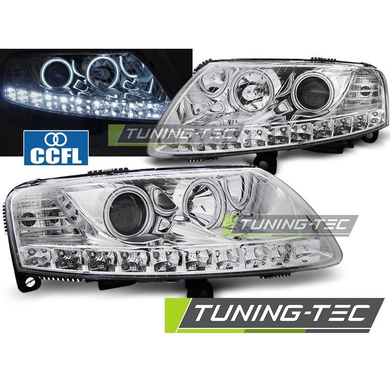 HEADLIGHTS ANGEL EYES LED CHROME fits AUDI A6 C6 04.04-08, A6 4F C6 04-10