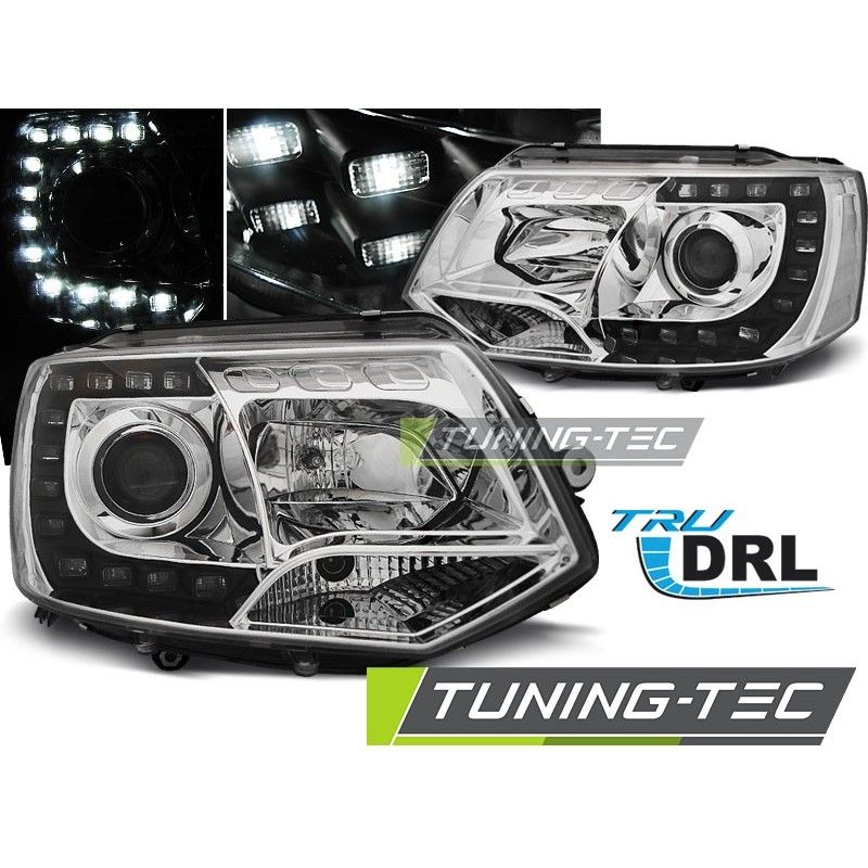 HEADLIGHTS TRUE DRL CHROME fits VW T5 2010-2015, T5